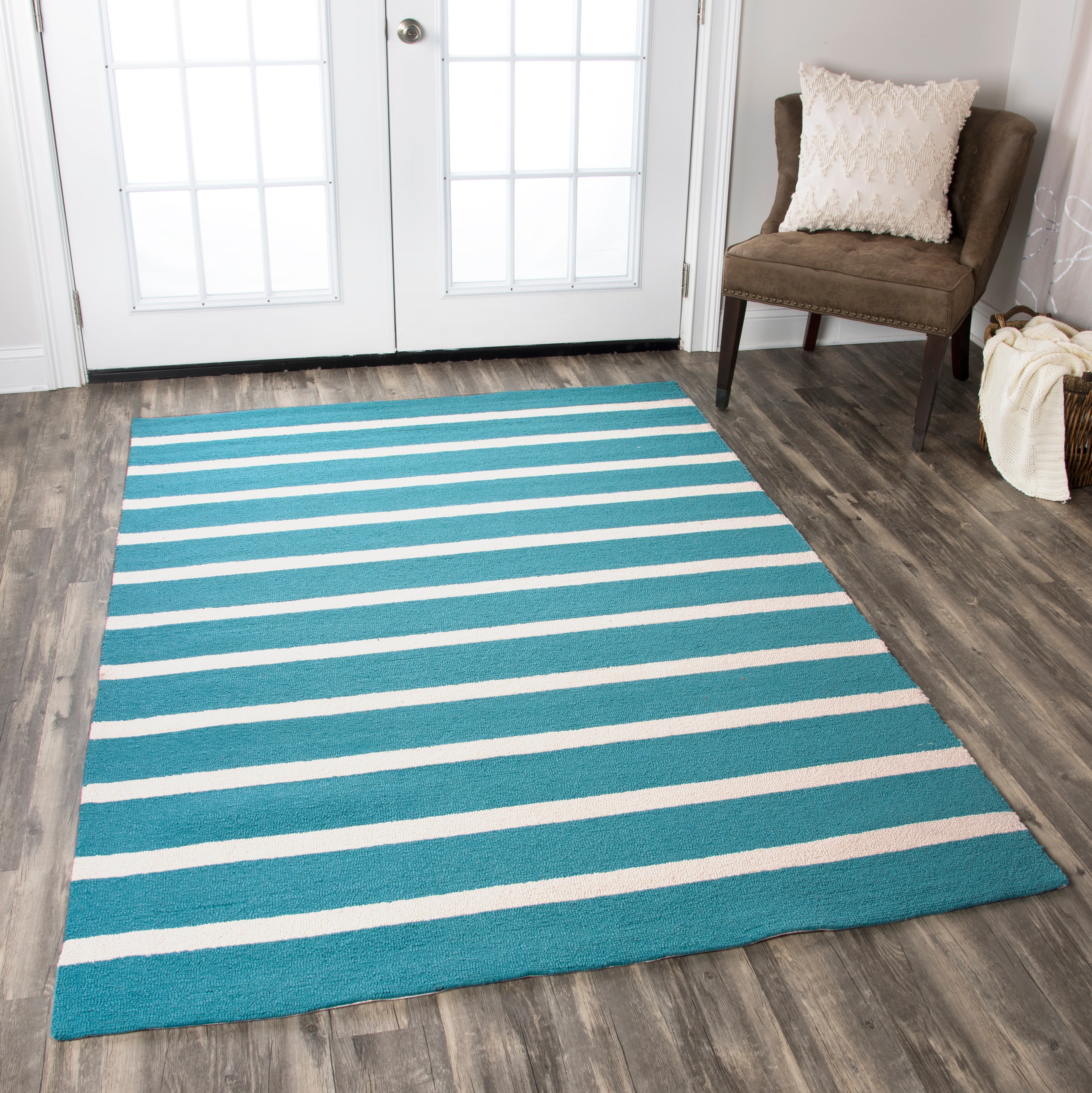 Rizzy Home Azzura Hill AH9939 Teal Strips Area Rug