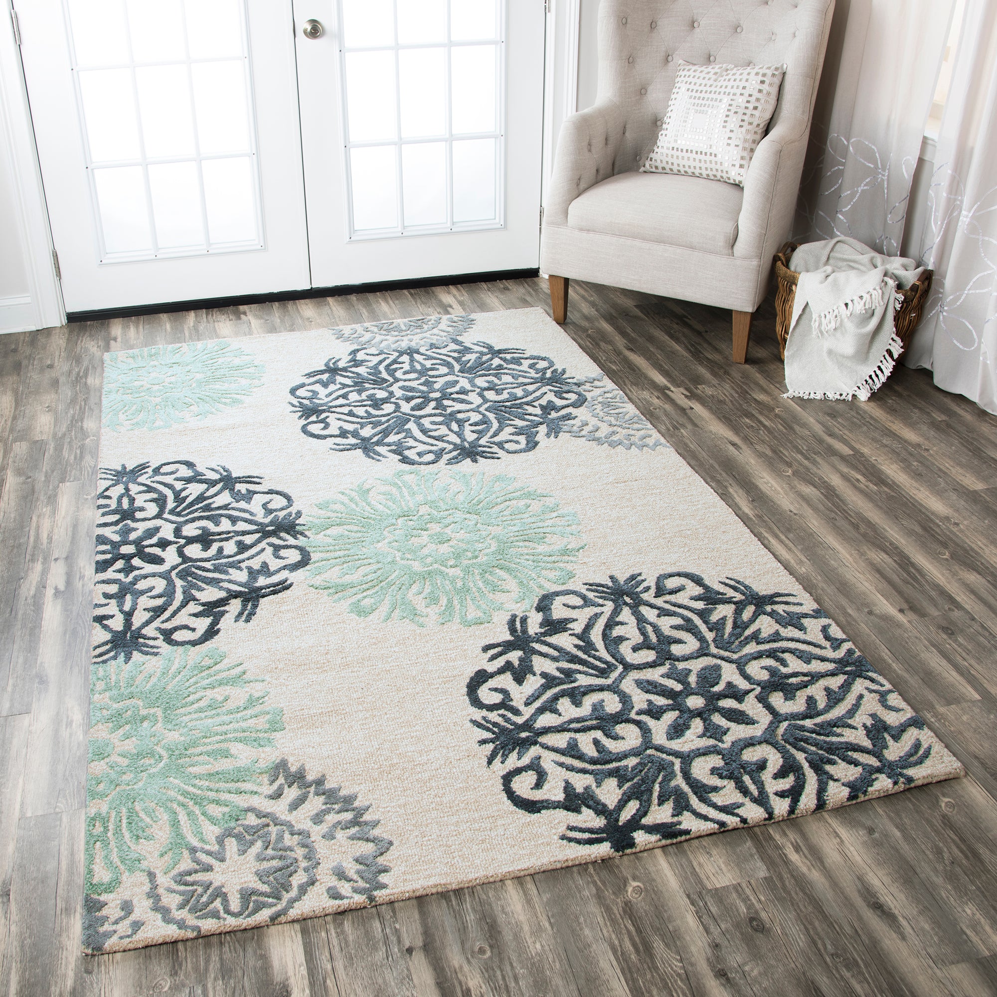 Rizzy Home Eden Harbor EH8640 Navy Medallion Area Rug