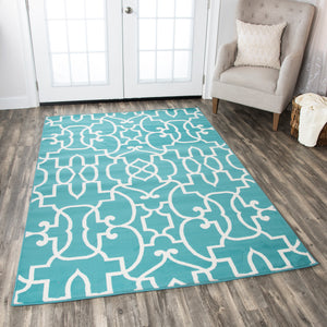 Rizzy Home Glendale GD5949 Aqua/Blue Trellis Area Rug