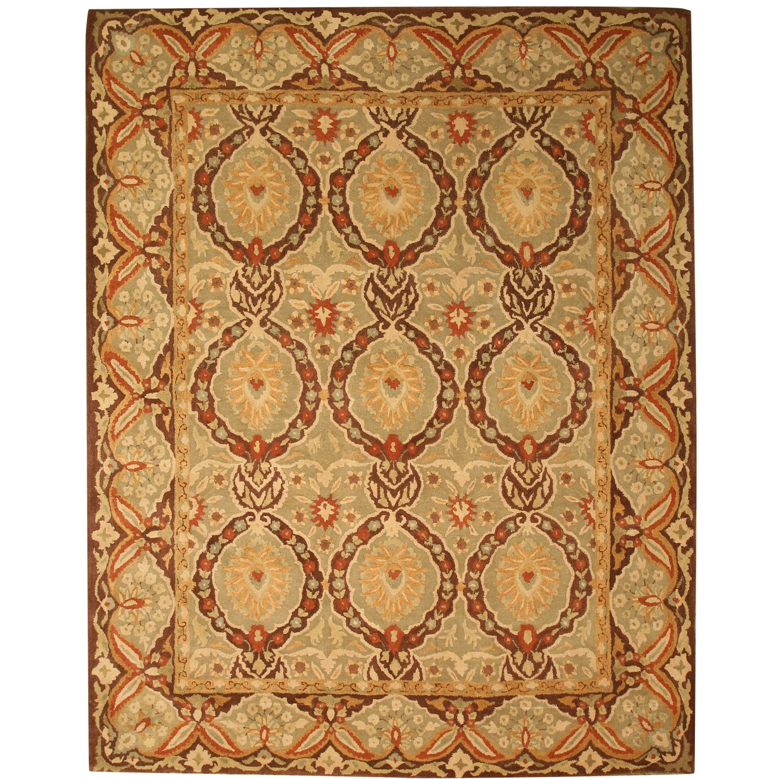 EORC Hand-tufted Wool Green Traditional Oriental Kabul Rug