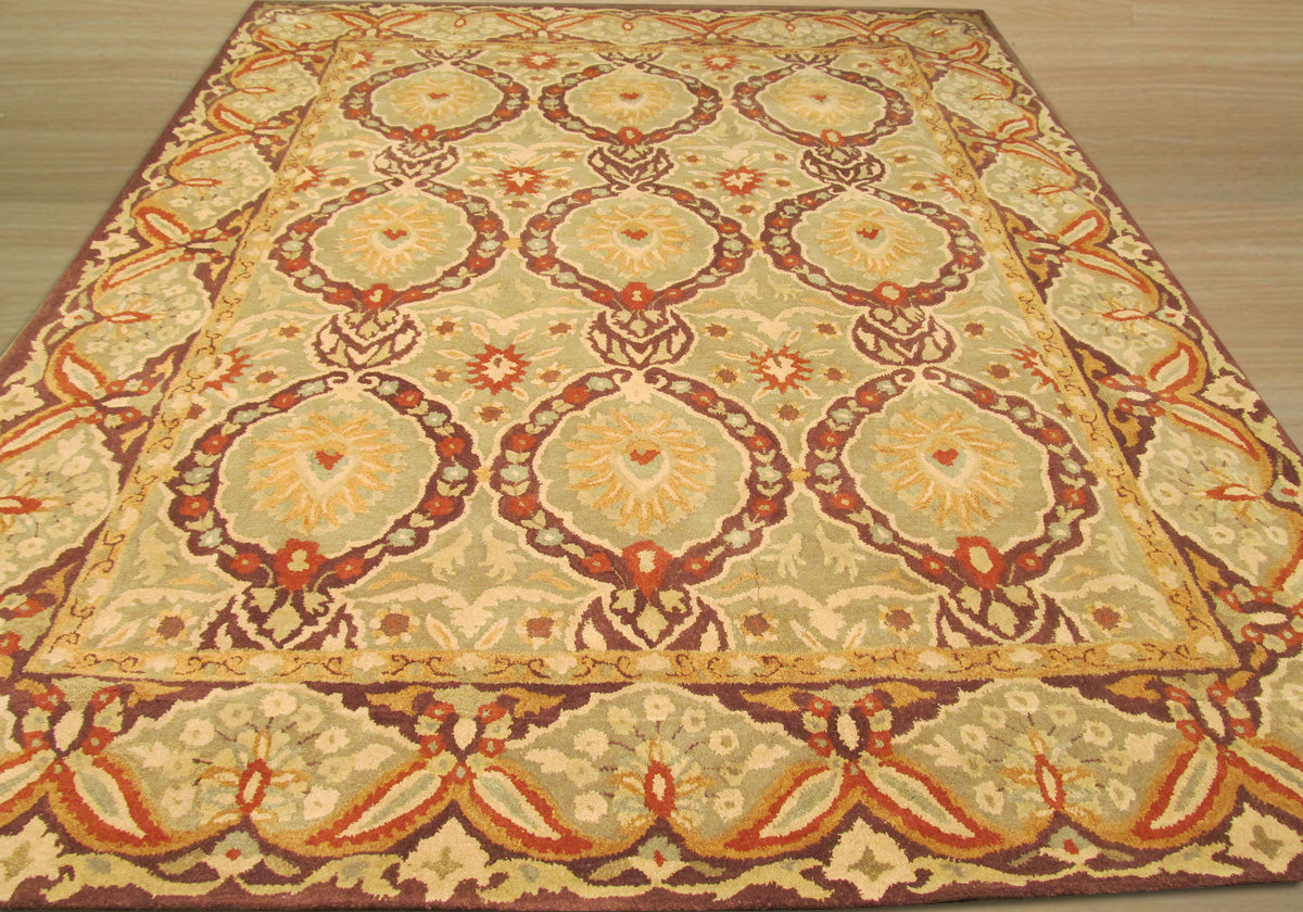 EORC Hand-tufted Wool Green Traditional Oriental Kabul Rug