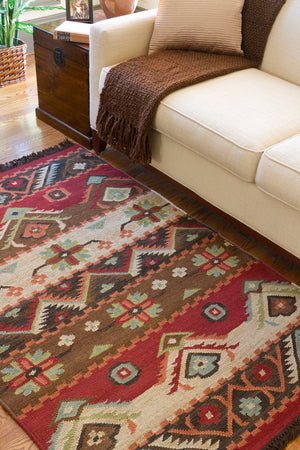 Livabliss Jewel Tone JT8 Neutral/Red Southwest Area Rug