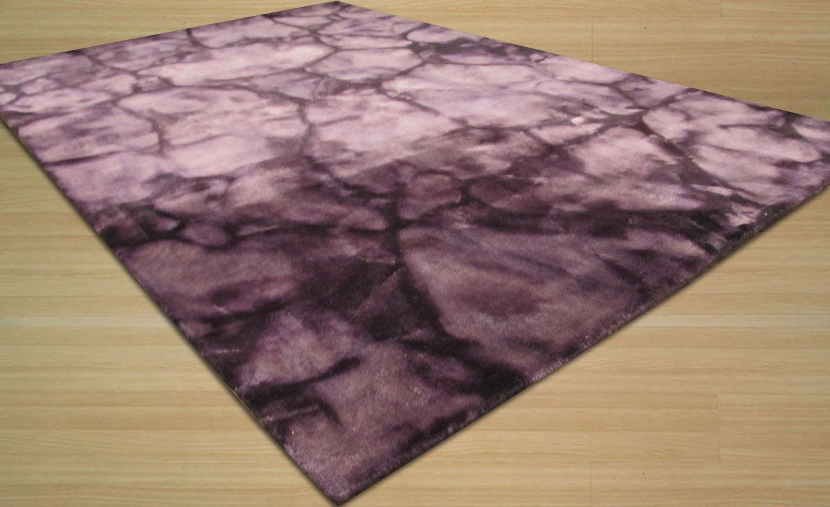 EORC Handmade Wool Purple Contemporary Abstract Dip Dyed Rug