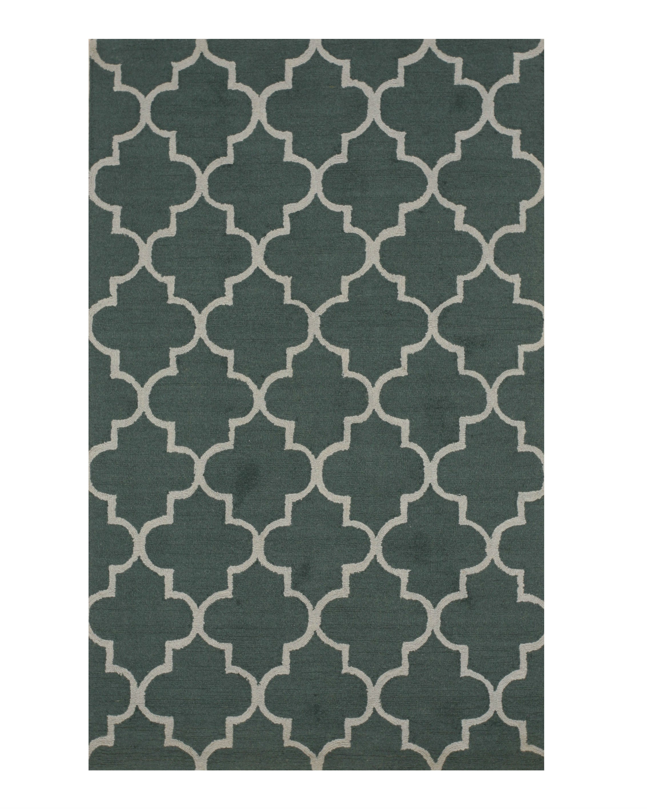 EORC Hand-tufted Wool Green Traditional Trellis Moroccan Rug