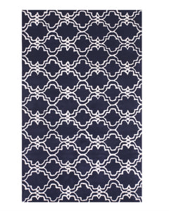 EORC Hand-tufted Wool Blue Traditional Trellis Moroccan Rug