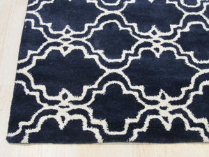 EORC Hand-tufted Wool Blue Traditional Trellis Moroccan Rug