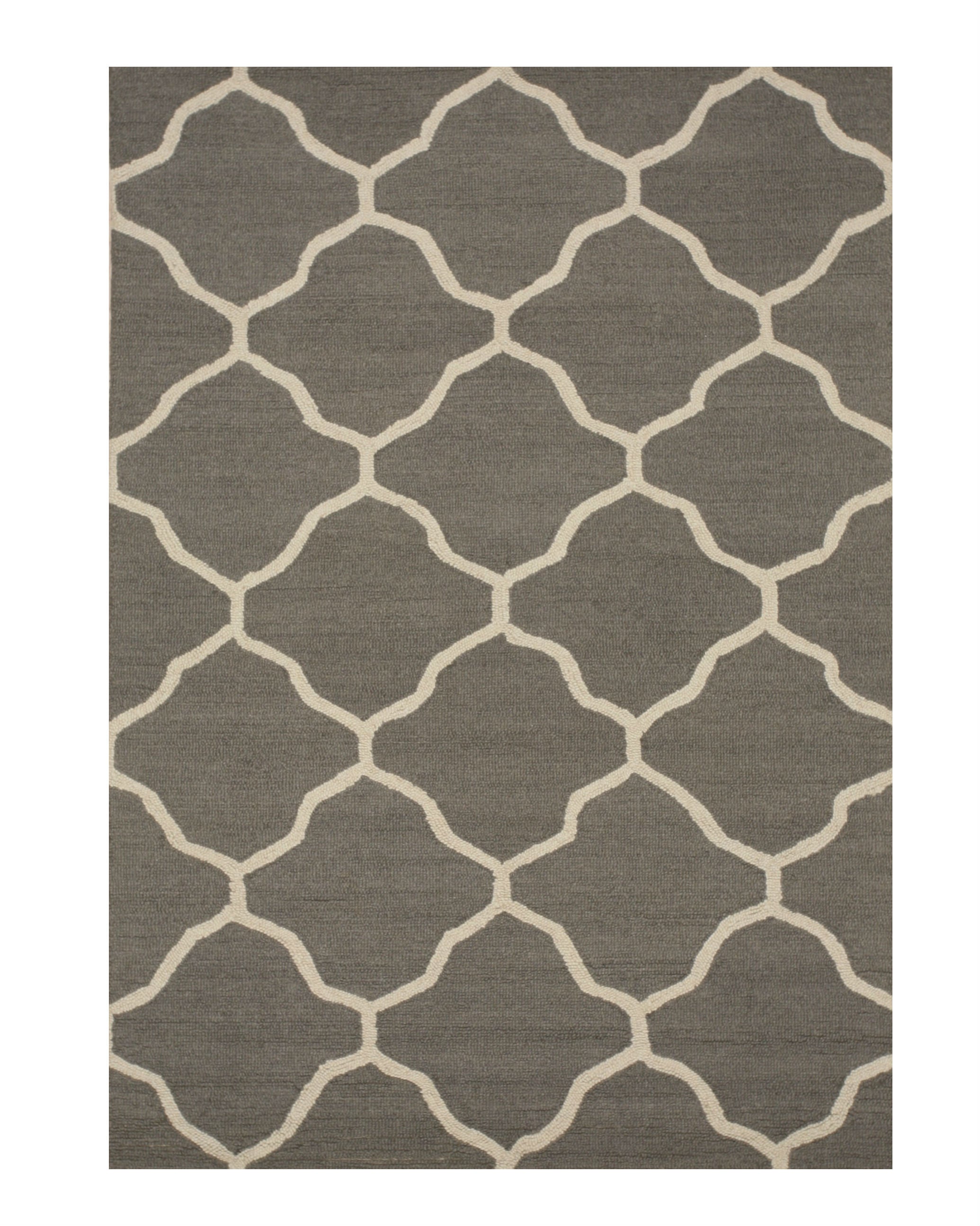 EORC Hand-tufted Wool Gray Traditional Trellis Moroccan Rug