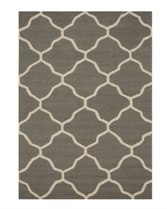 EORC Hand-tufted Wool Gray Traditional Trellis Moroccan Rug