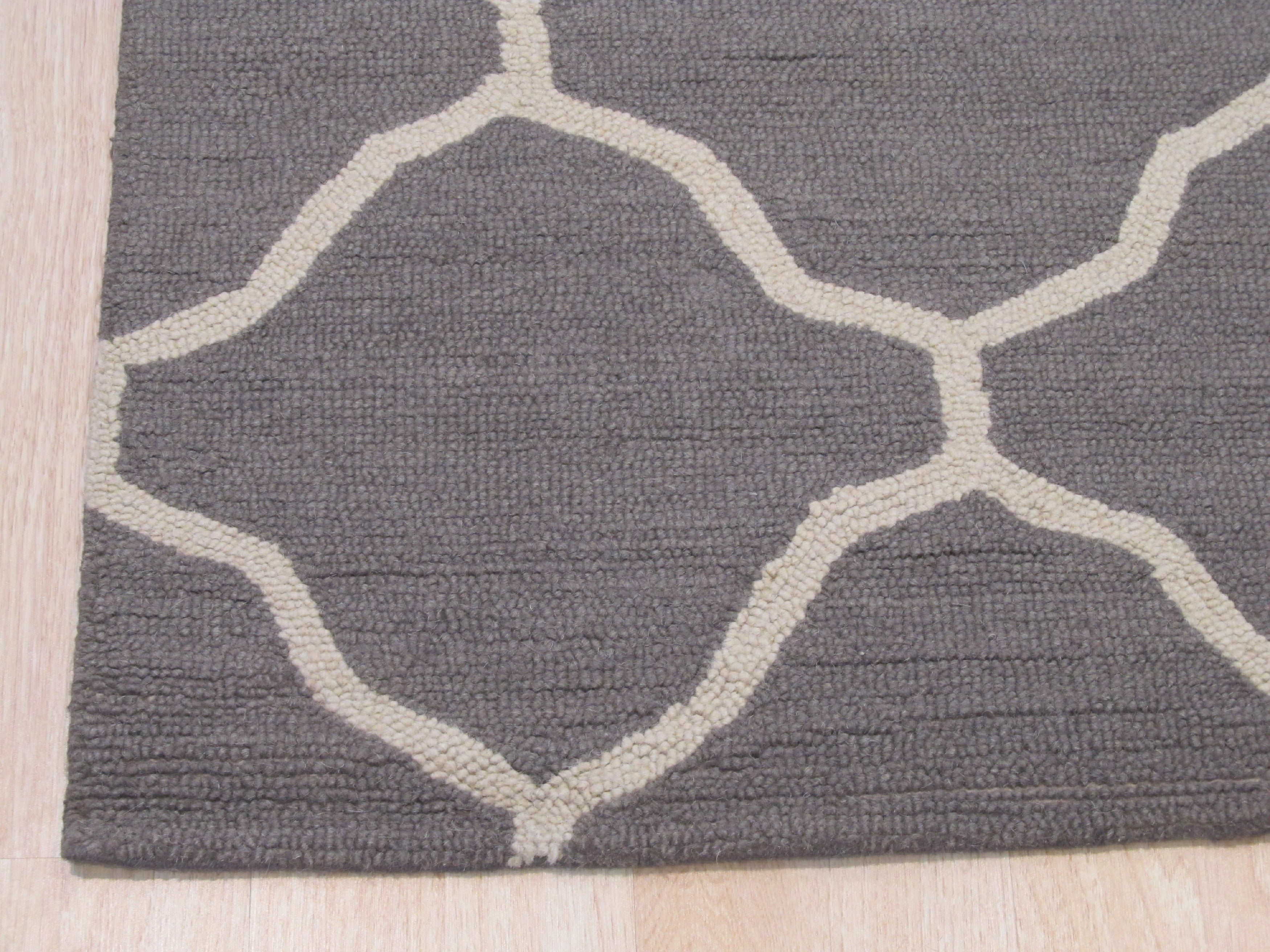 EORC Hand-tufted Wool Gray Traditional Trellis Moroccan Rug