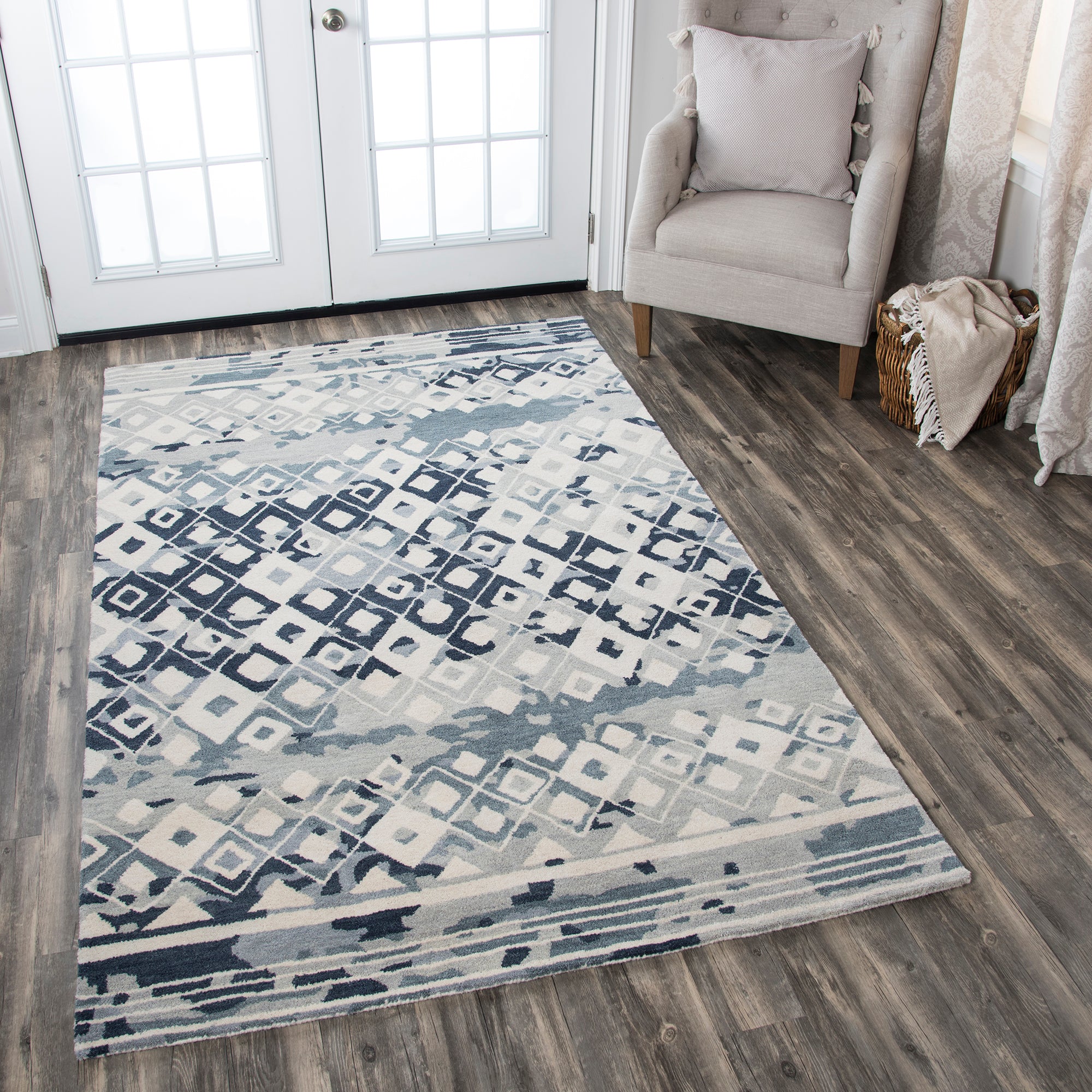 Rizzy Home Marianna Fields MF754A Gray Dimonds Distress Area Rug