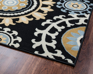 Rizzy Home Millington MG4861 Black Medallion Area Rug