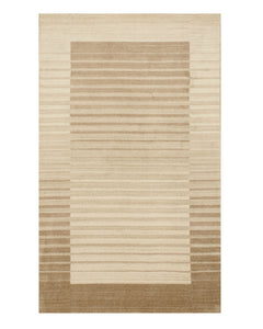 EORC Handmade Wool & Viscose Beige Contemporary Stripe Urban Rug