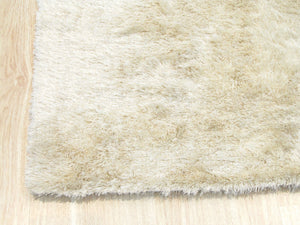 EORC Handmade Ivory Solid London Shag Rug