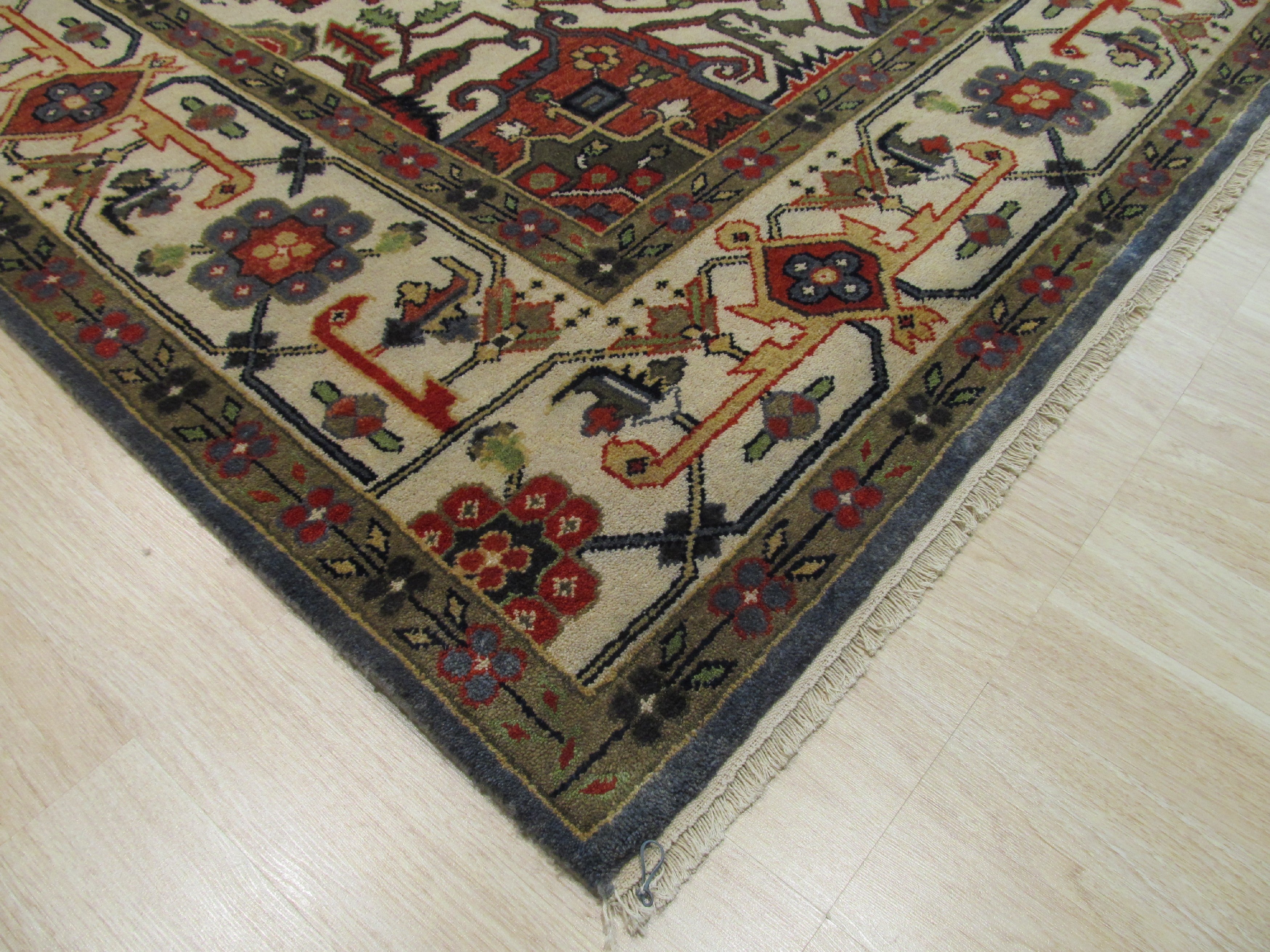 EORC Hand-knotted Wool Blue Traditional Geometric Serapi Rug