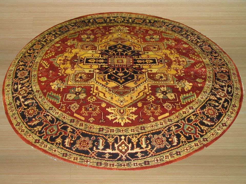 EORC Hand-knotted Wool Rust Traditional Geometric Serapi Rug