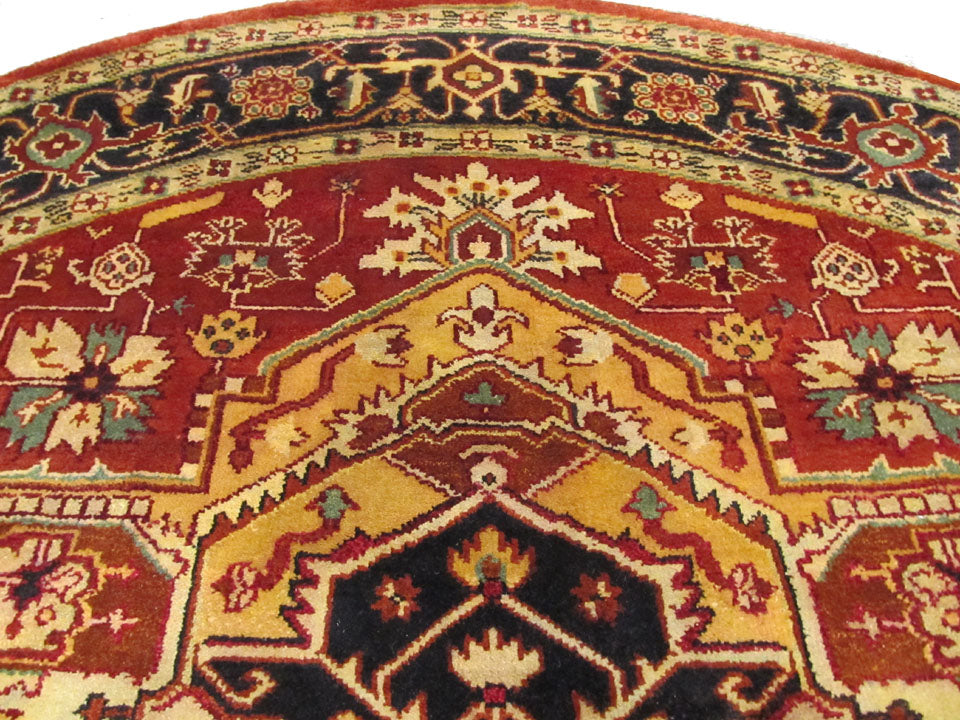 EORC Hand-knotted Wool Rust Traditional Geometric Serapi Rug