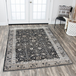 Rizzy Home Panache PN6966 Black Motif Distress Area Rug