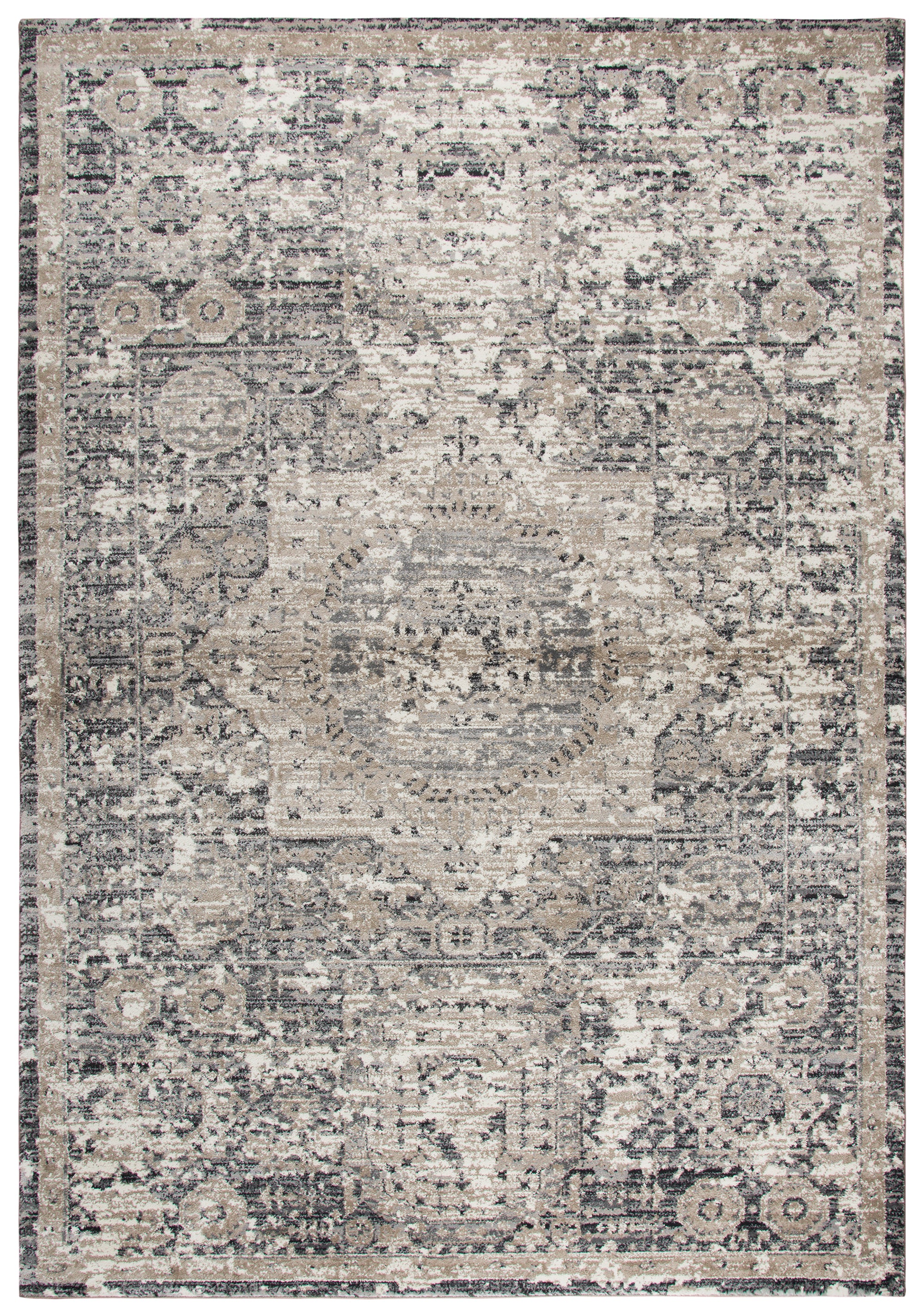 Rizzy Home Panache PN6977 Gray Central Medallion Distress Area Rug