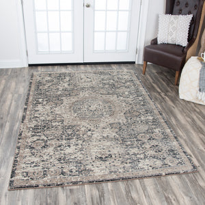 Rizzy Home Panache PN6977 Gray Central Medallion Distress Area Rug