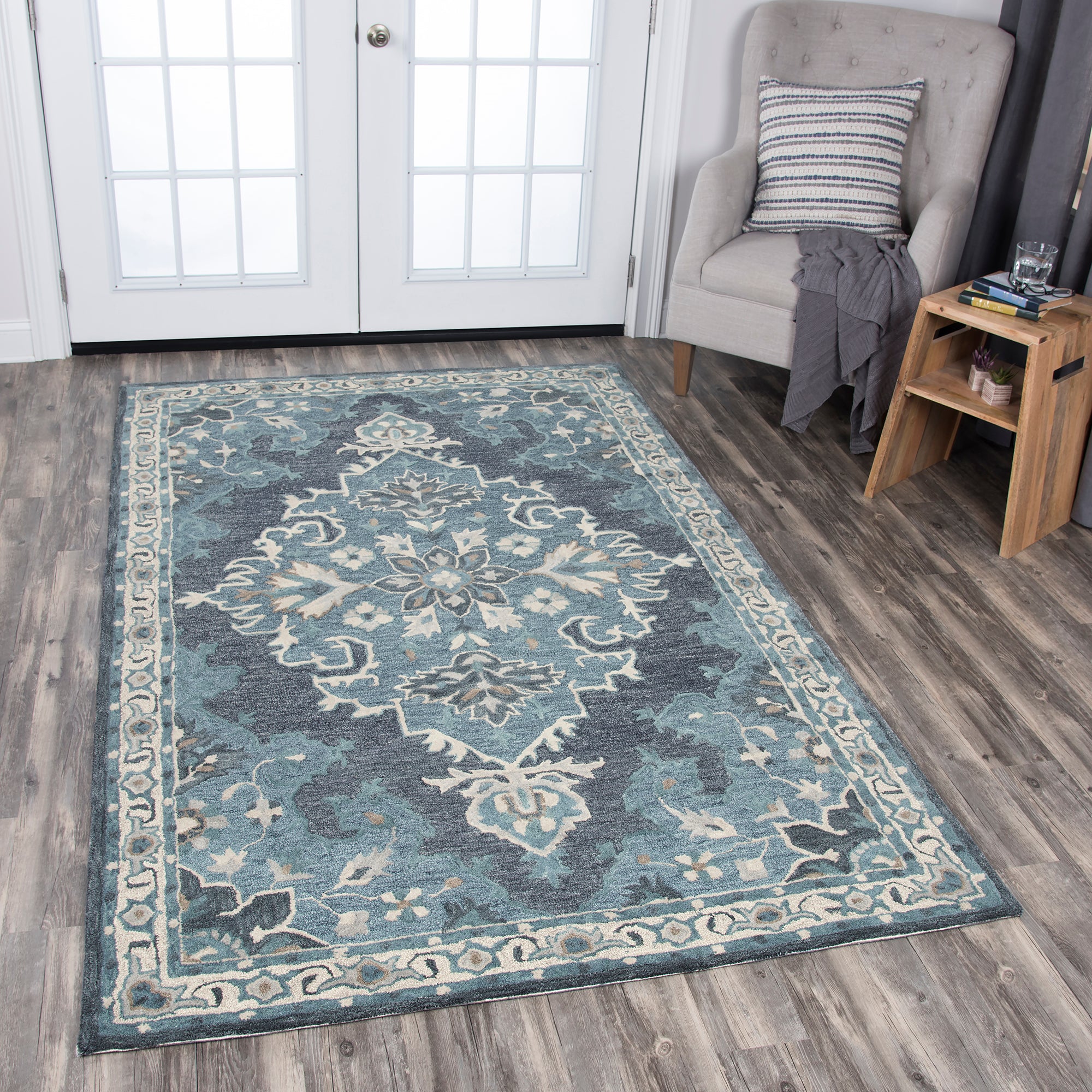 Rizzy Home Resonant RS932A Dark Gray Central Medallion Area Rug