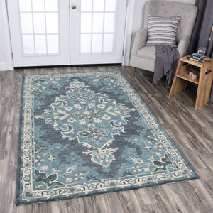 Rizzy Home Resonant RS932A Dark Gray Central Medallion Area Rug