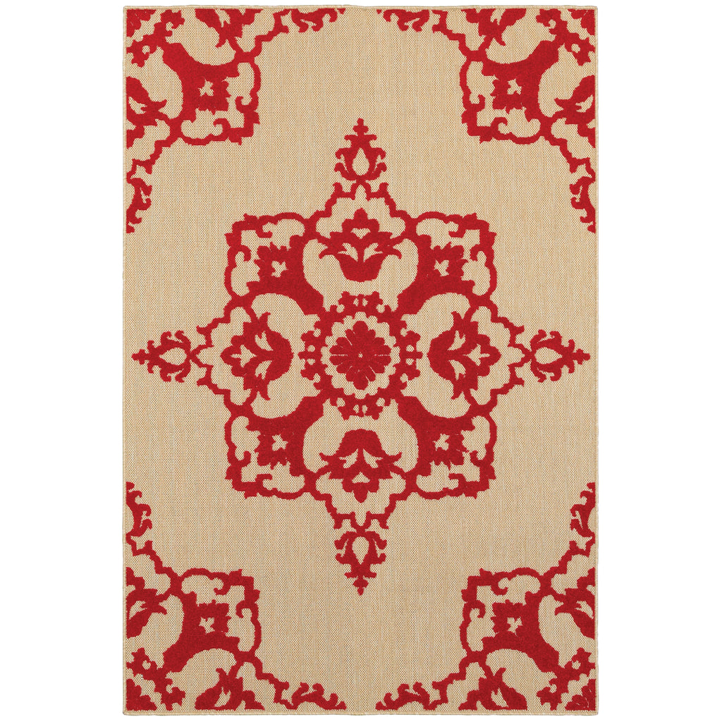 Oriental Weavers Cayman Sand/Red Floral 097R9 Area Rug