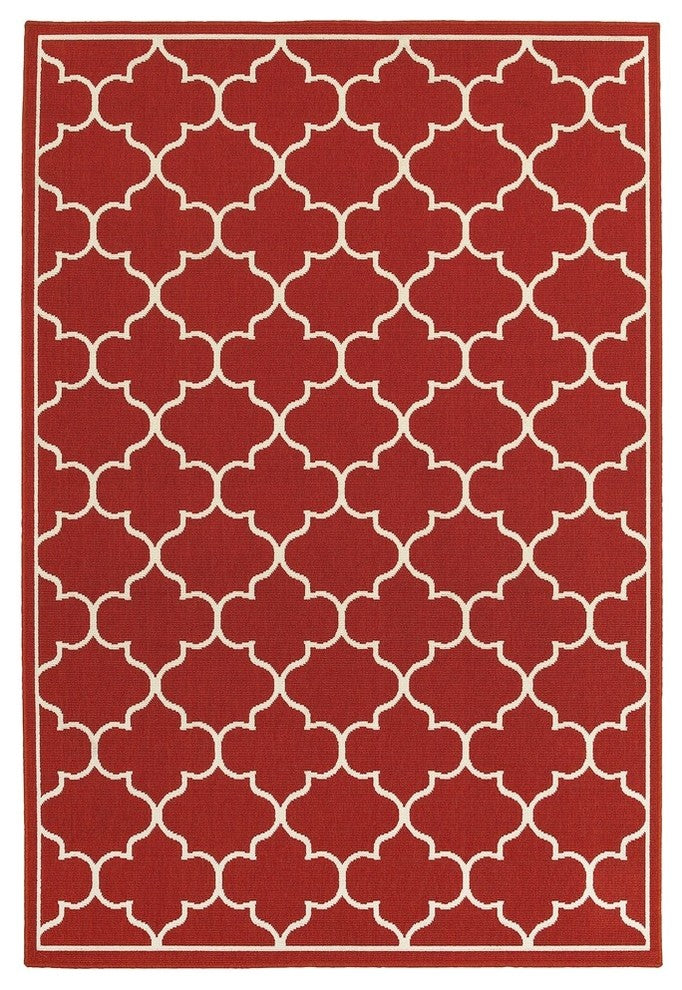 Oriental Weavers Meridian 1295R Lattice Area Rug, Red/Ivory, 3'7"x5'6"