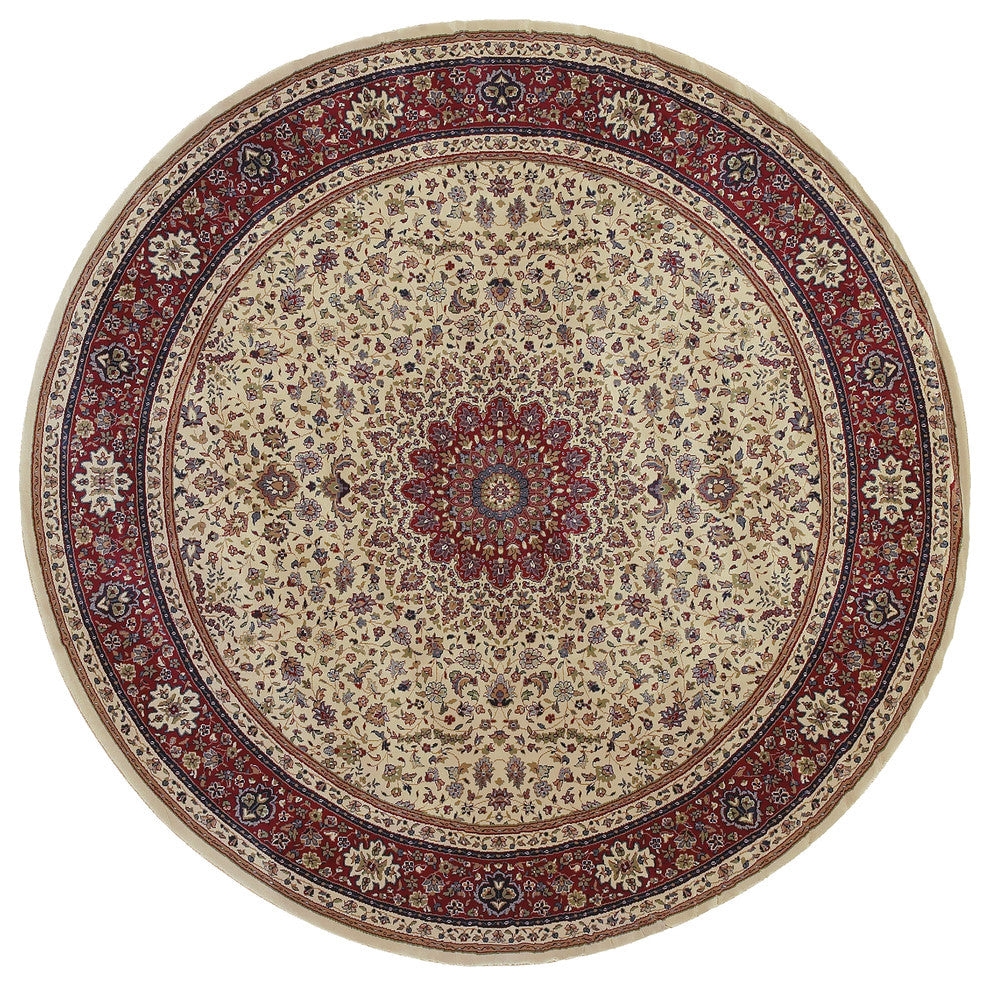 Oriental Weavers Ariana 095J3 Ivory/Red Oriental Area Rug, 8' Round