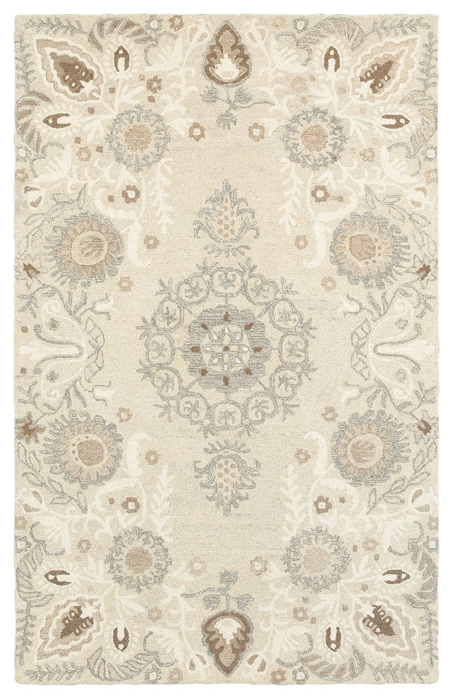 Oriental Weavers Craft Sand/Ash Floral 93000 Area Rug, 3'6"x5'6" Rectangle