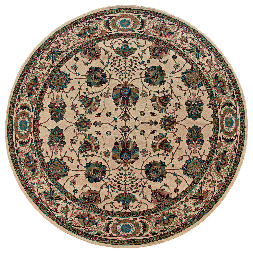 Oriental Weavers Ariana 431O3 Ivory/Red Floral Area Rug, 6' Round