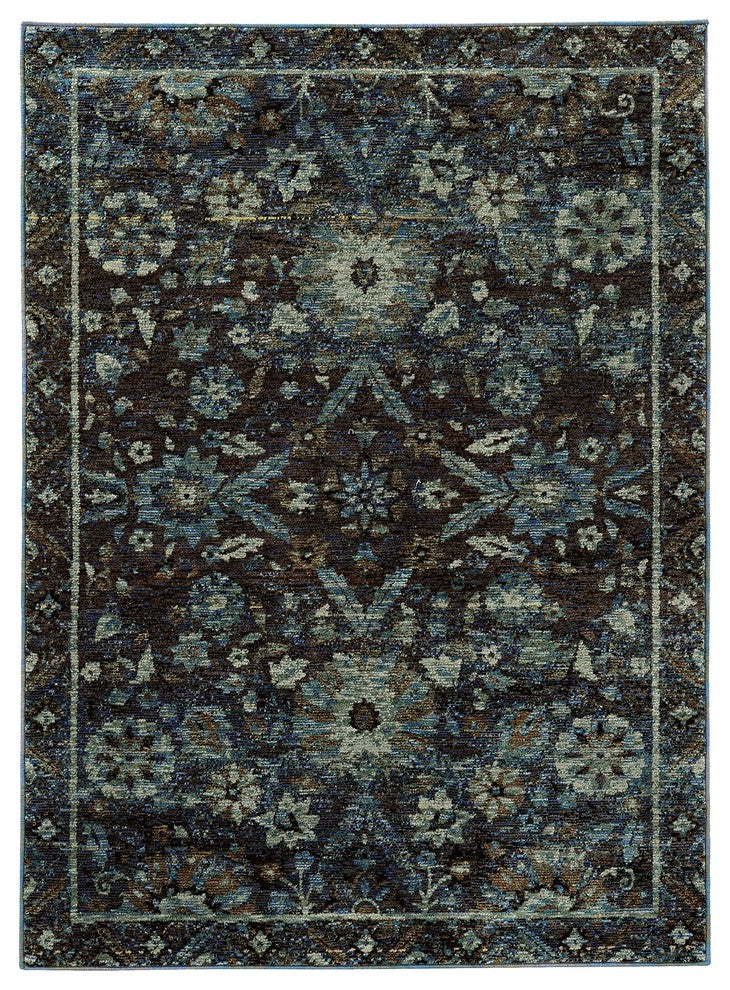 Oriental Weavers Andorra 7124A Oriental Area Rug, Navy/Blue, 6'7"x9'6"