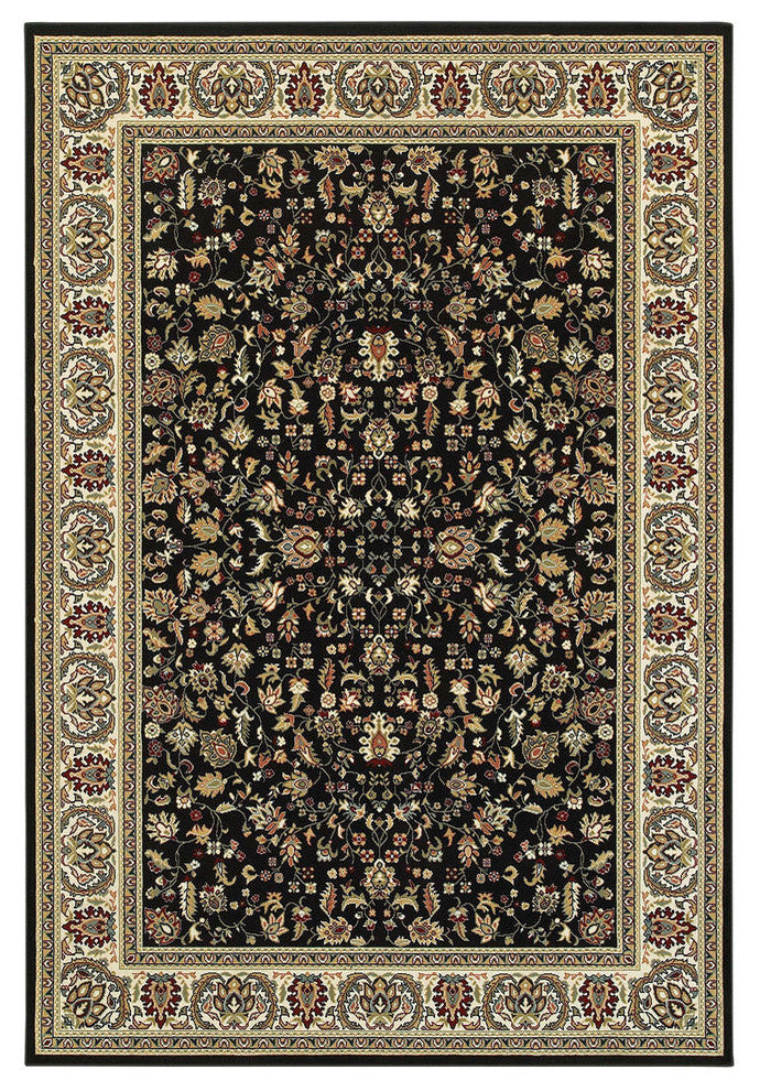 Oriental Weavers Kashan 108B1 Area Rug, Black/Ivory, 3'10"x5'5" Rectangle