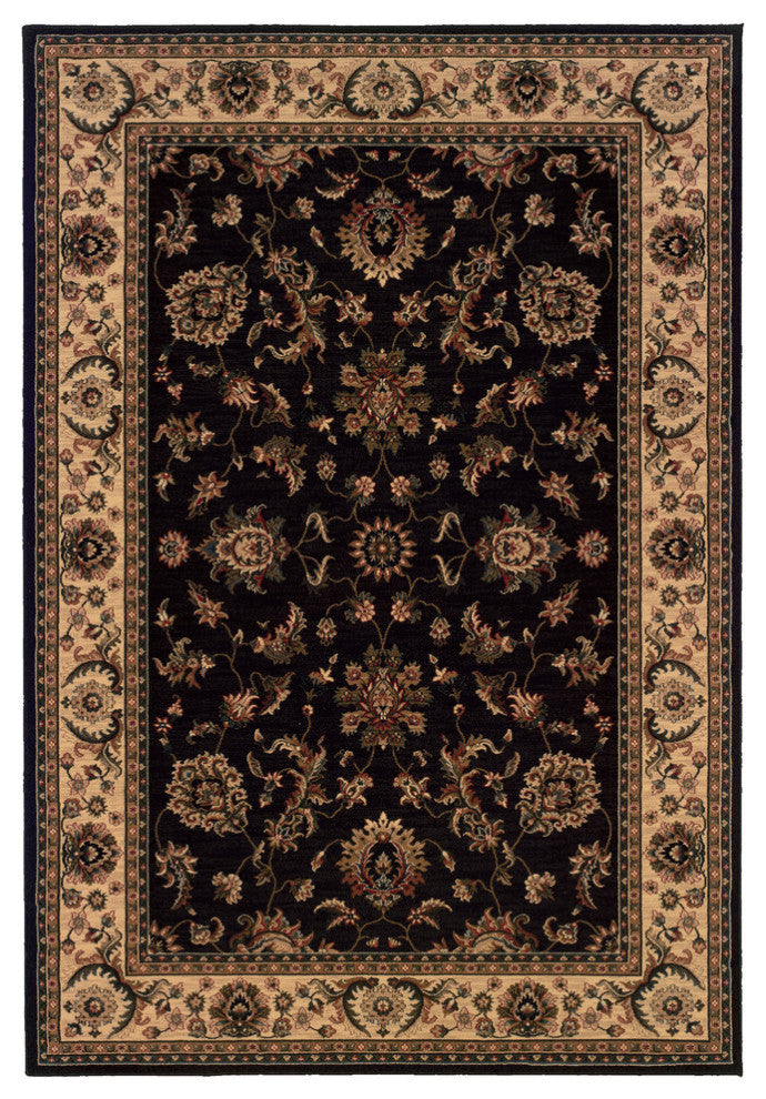 Oriental Weavers Ariana 311K3 Oriental Area Rug, Black/Ivory, 6'7"x9'6"