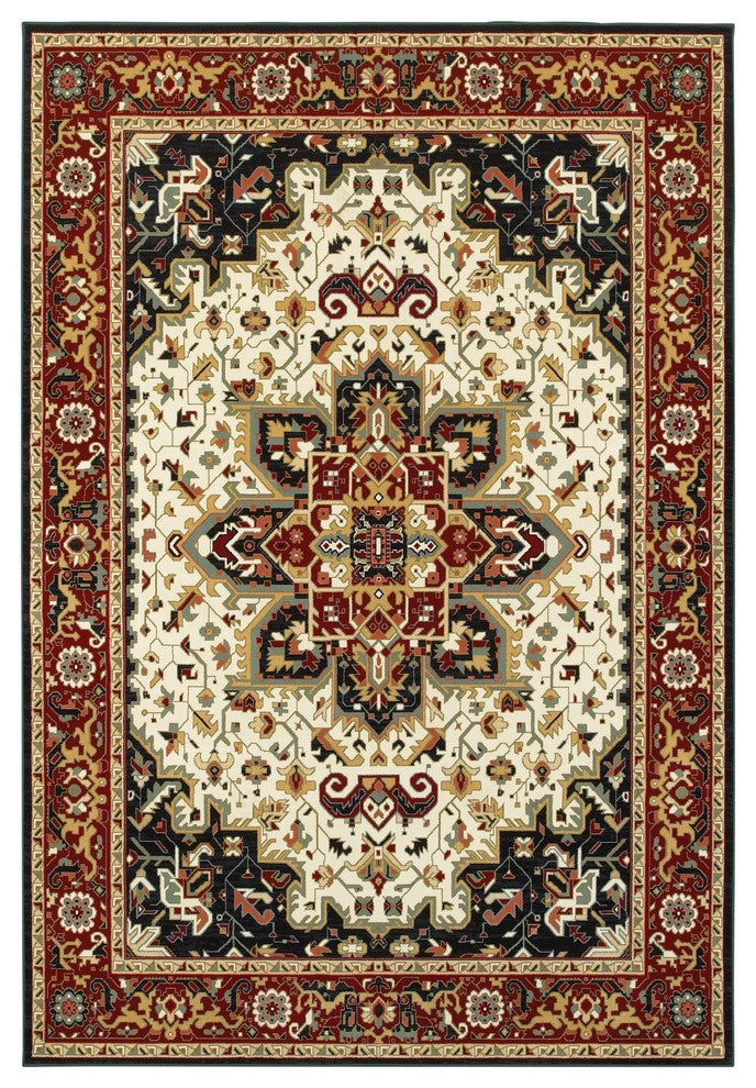 Oriental Weavers Kashan 096W1 Area Rug, Red/Ivory, 3'10"x5'5" Rectangle