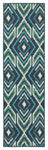 Oriental Weavers Meridian 2209B Geometric Area Rug, Navy/Green, 2'3"x7'6" Runner