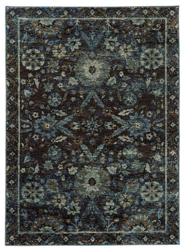 Oriental Weavers Andorra 7124A Oriental Area Rug, Navy/Blue, 1'10"x3'2"