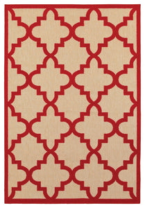 Oriental Weavers Cayman Sand/Red Geometric 660R9 Area Rug, Runner 2'3"x7'6"