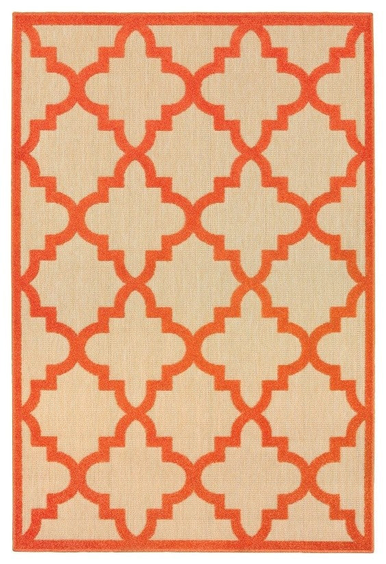 Oriental Weavers Cayman 660O9 Geometric Area Rug, Sand/Orange, 9'10"x12'10"