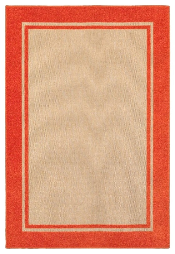 Oriental Weavers Cayman 5594Q Border Area Rug, Sand/Orange, 9'10"x12'10"