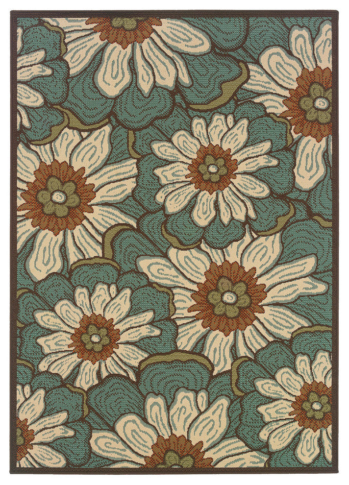 Oriental Weavers Montego 3444M Floral Area Rug, Blue/Brown, 6'7"x9'6"