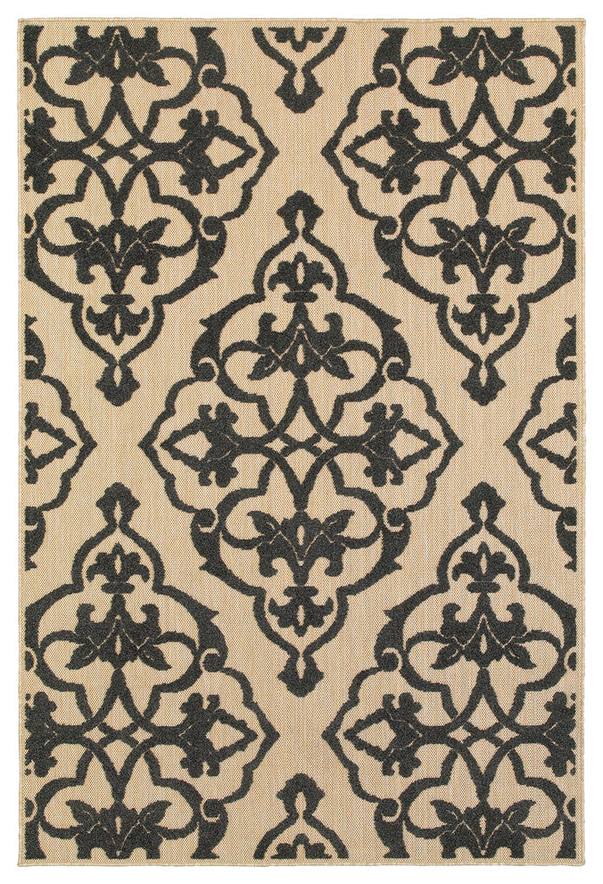 Oriental Weavers Cayman 001B9 Floral Area Rug, Sand/Charcoal, 9'10"x12'10"