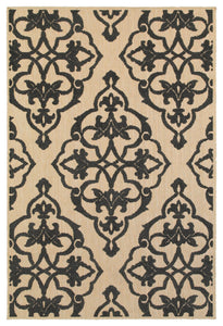 Oriental Weavers Cayman 001B9 Floral Area Rug, Sand/Charcoal, 5'3"x7'6"