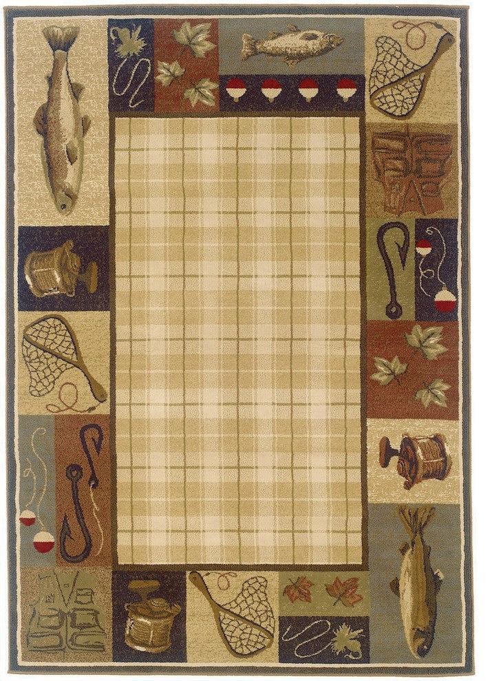 Oriental Weavers Hudson 1065B Southwest/Lodge Area Rug, Beige/Black, 6'7"x9'6"