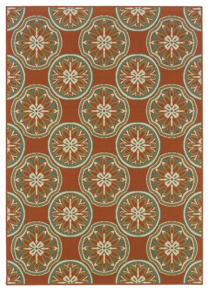 Oriental Weavers Montego 8323D Floral Area Rug, Orange/Ivory, 8'6"x13' Rectangle