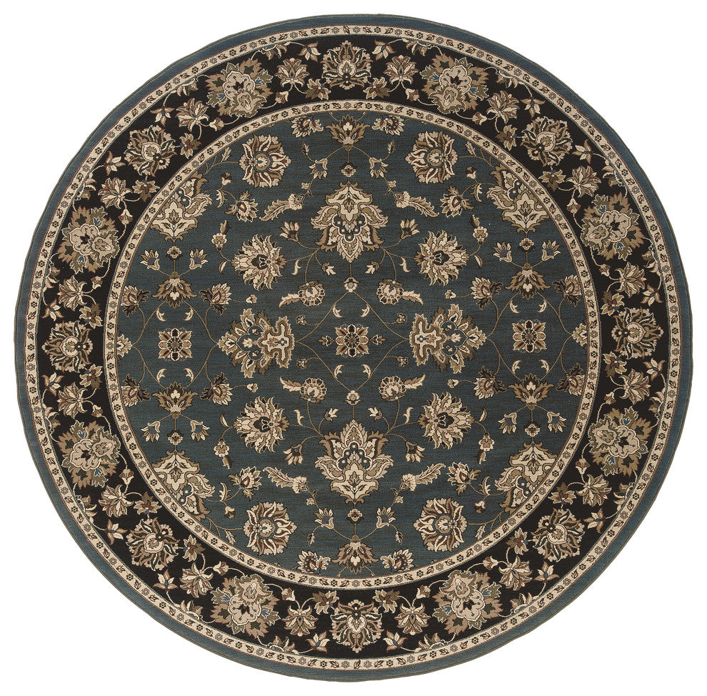 Oriental Weavers Ariana 623H3 Blue/Black Floral Area Rug, 6' Round