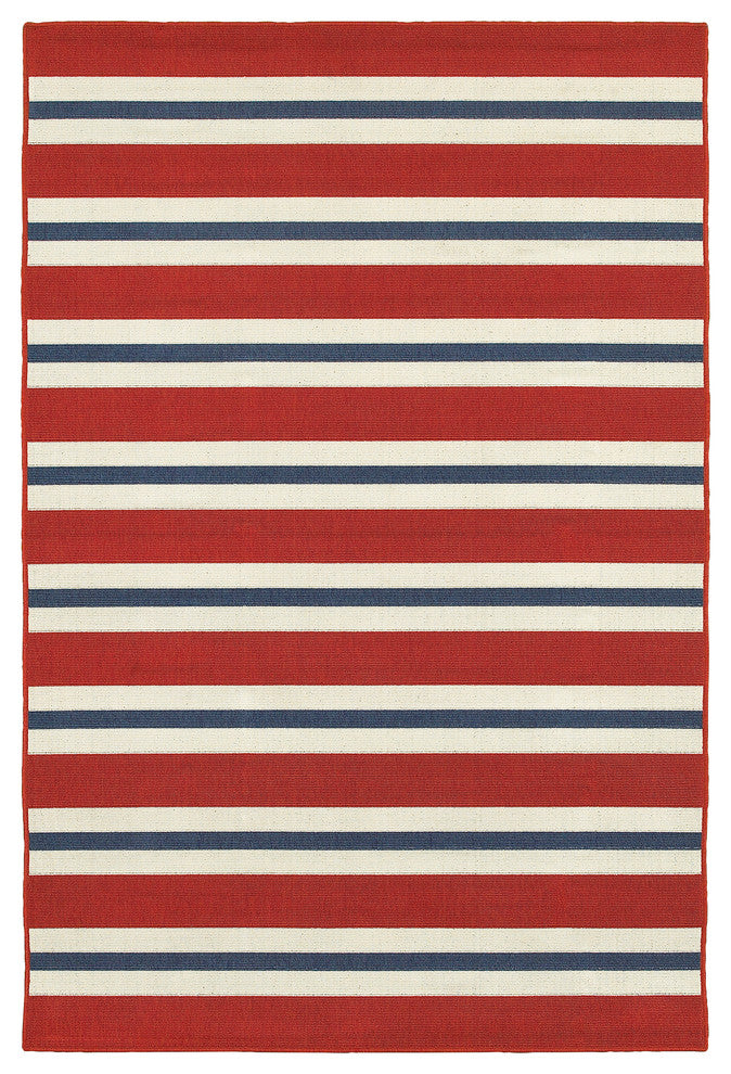 Oriental Weavers Meridian 5701R Stripe Area Rug, Red/Blue, 3'7"x5'6" Rectangle