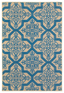 Oriental Weavers Cayman 2541M Geometric Area Rug, Sand/Blue, 7'10"x10'10"