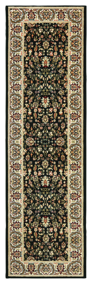 Oriental Weavers Kashan Black/Ivory Oriental 108B1 Area Rug, Runner 2'3"x7'6"