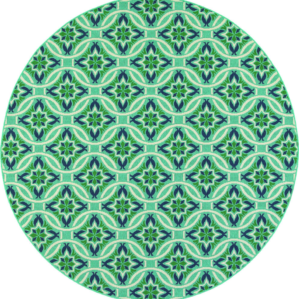 Oriental Weavers Meridian 5868L Blue/Green Floral Area Rug, 7'10" Round