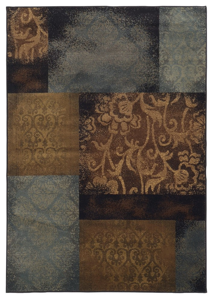 Oriental Weavers Hudson Blue/Brown Geometric 4878B Area Rug, Runner 1'10"x7'6"